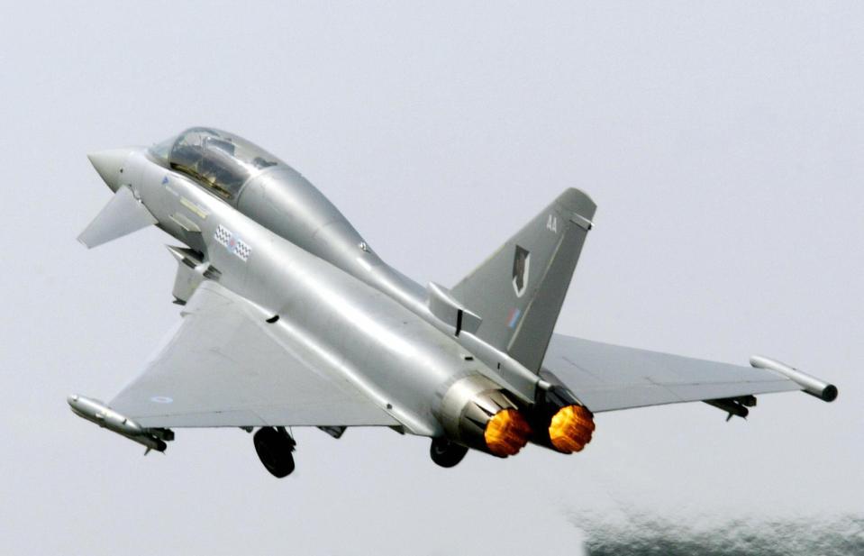  Eurofighter Typhoon taking off at the Farnborough Airshow