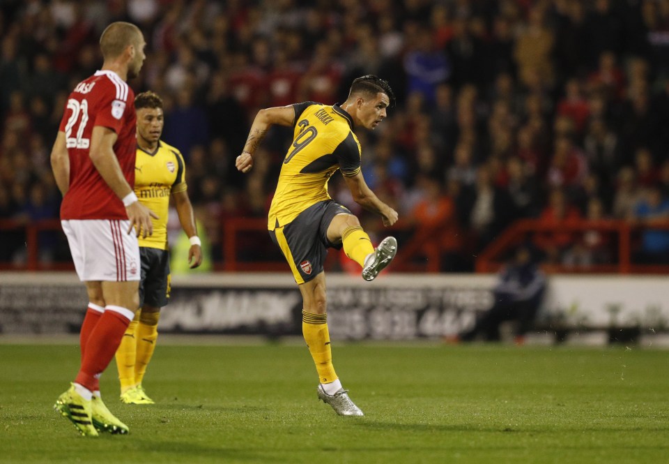  Granit Xhaka scored a fantastic goal in the EFL cup away to Nottingham Forrest