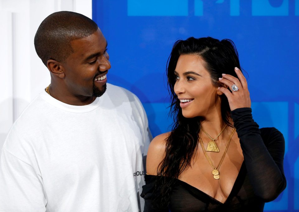  Kanye West with wife Kim Kardashian, who have become close friends with Lewis Hamilton