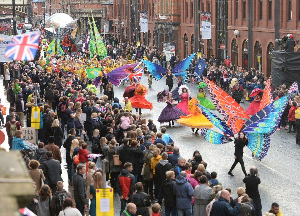 The parade made its way through the city despite the wet weather 