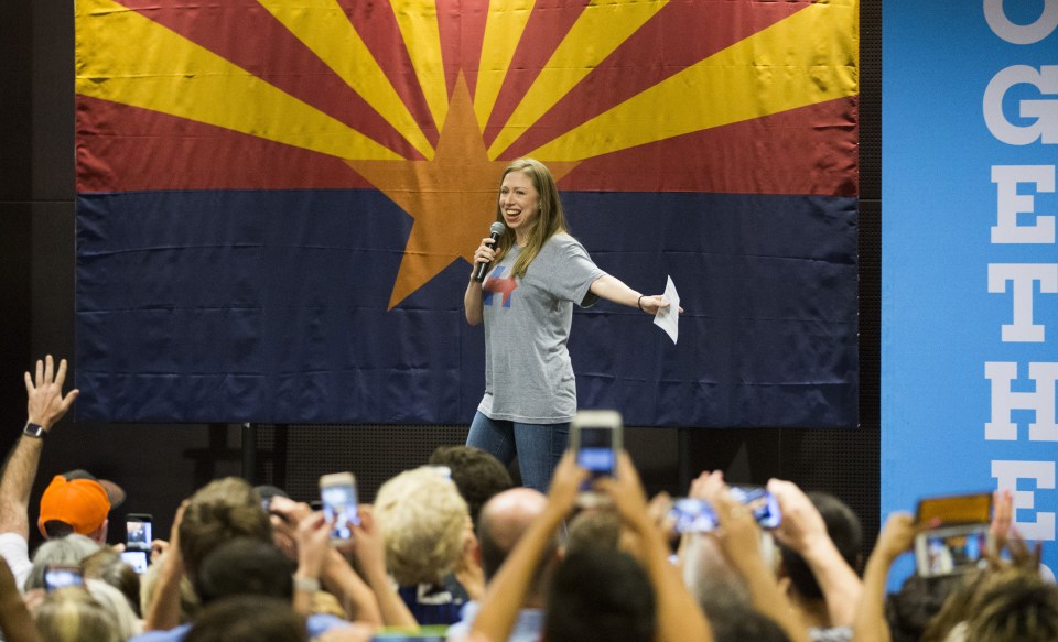  Chelsea Clinton speaks while campaigning for her mother - it is now rumoured she could step onto the political ladder