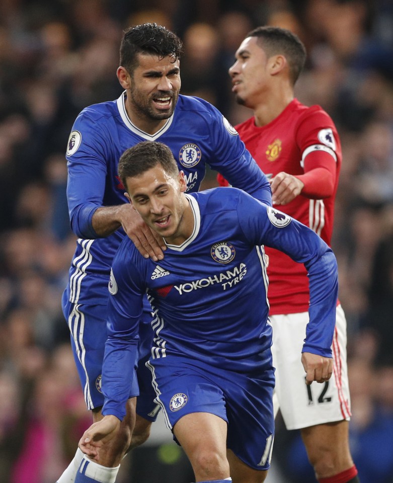 Eden Hazard has netted more Premier League goals for Chelsea than Diego Costa