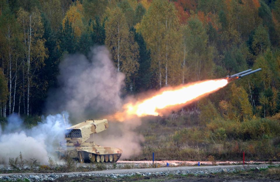  Show of strength... A Russian TOS-1 Buratino multiple rocket launcher