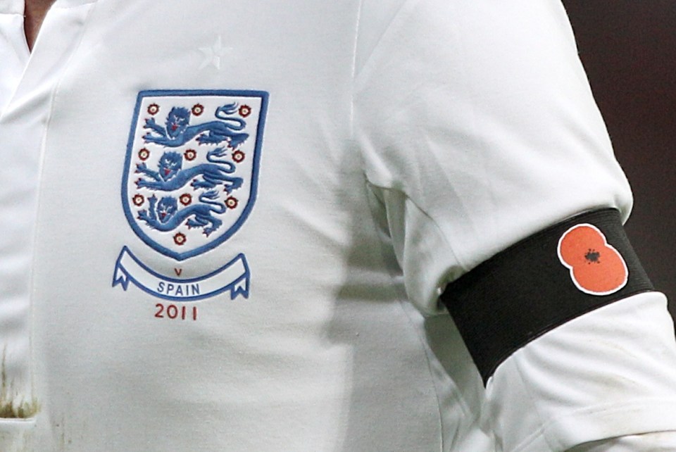 The poppy has been banned for being displayed on England and Scotland players' chests