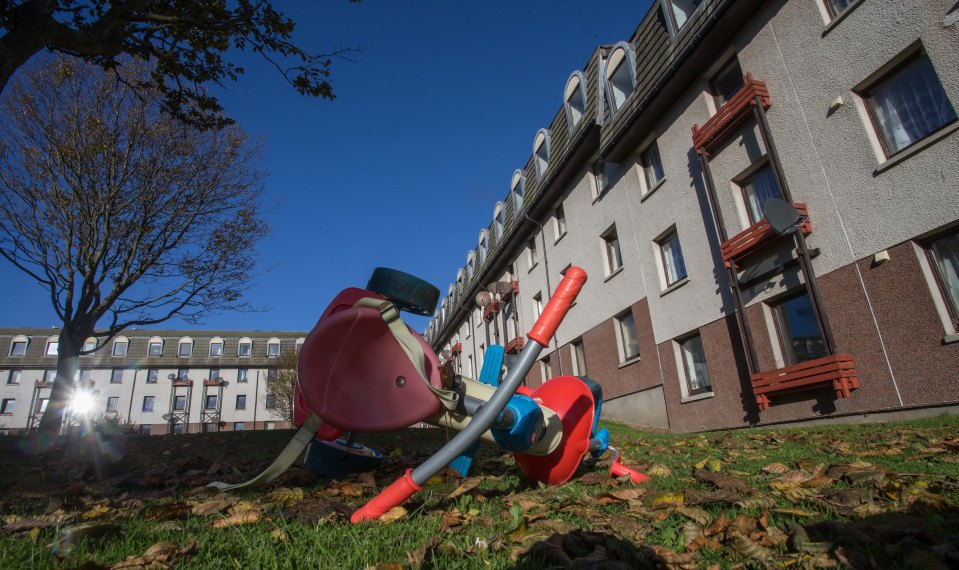  A two-year-old boy was rushed to hospital after plunging four storeys out of a block of flats in Aberdeen