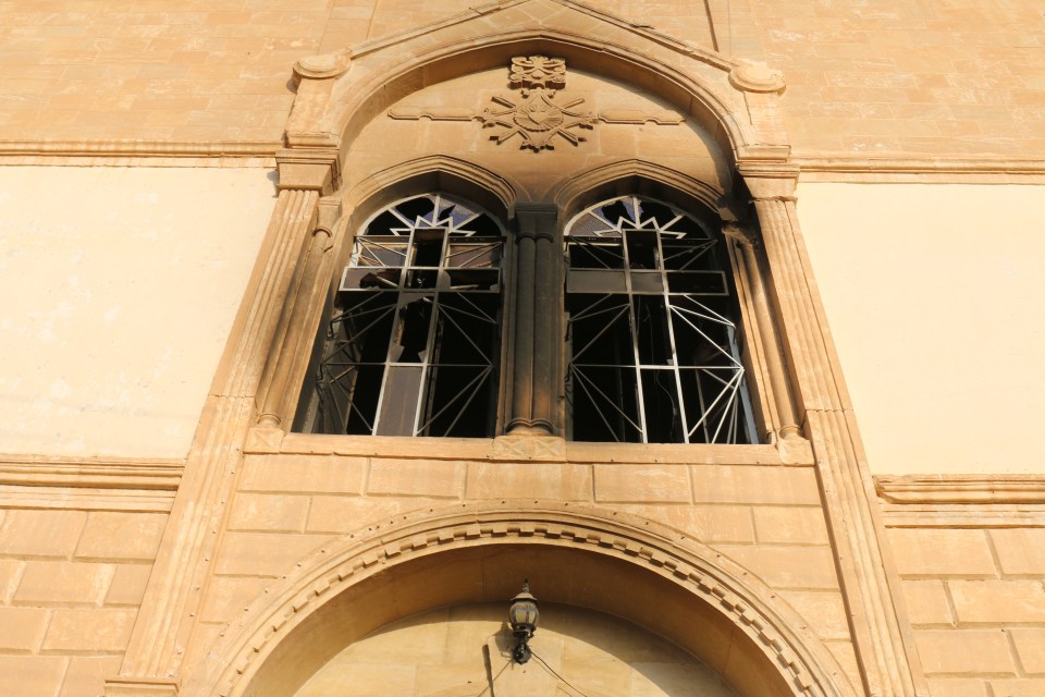  Much of the inside of the church was charred black from fire