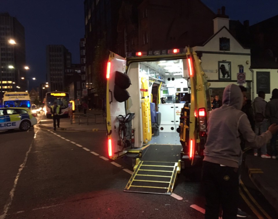 Ambulance crews rushed to the scene after the car mounted the curb 