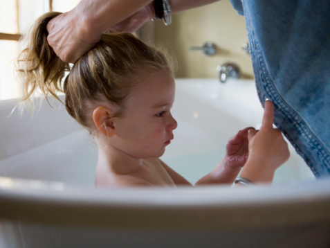 A woman revealed her mother-in-law was "horrified" at her children's bathing routine (Picture posed by model)