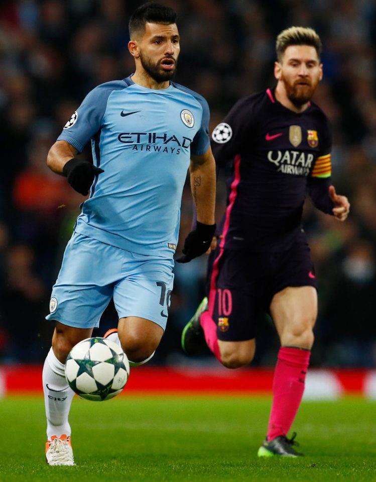 Aguero fends off Argentina team-mate Lionel Messi as Man City fought back for a 3-1 win