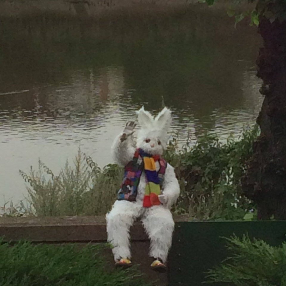  The rabbit has been unmasked as performance artist Spike McLarrity