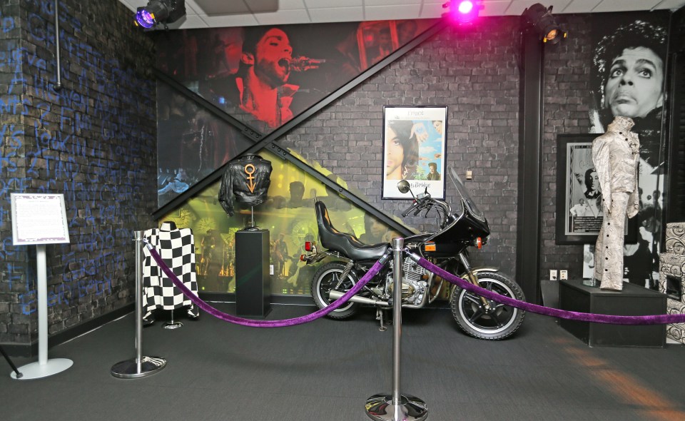  One studio is set up as a tribute to the 1984 rock movie Purple Rain, with Prince’s motorbike, guitar, jacket, piano