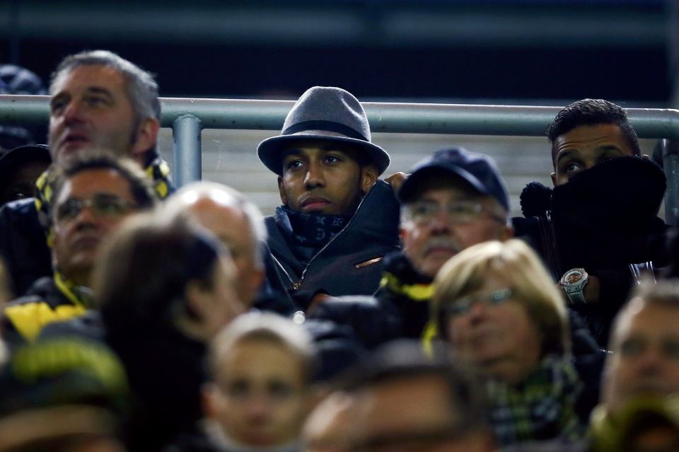  Pierre-Emerick Aubameyang was in the stands after being suspended by his club