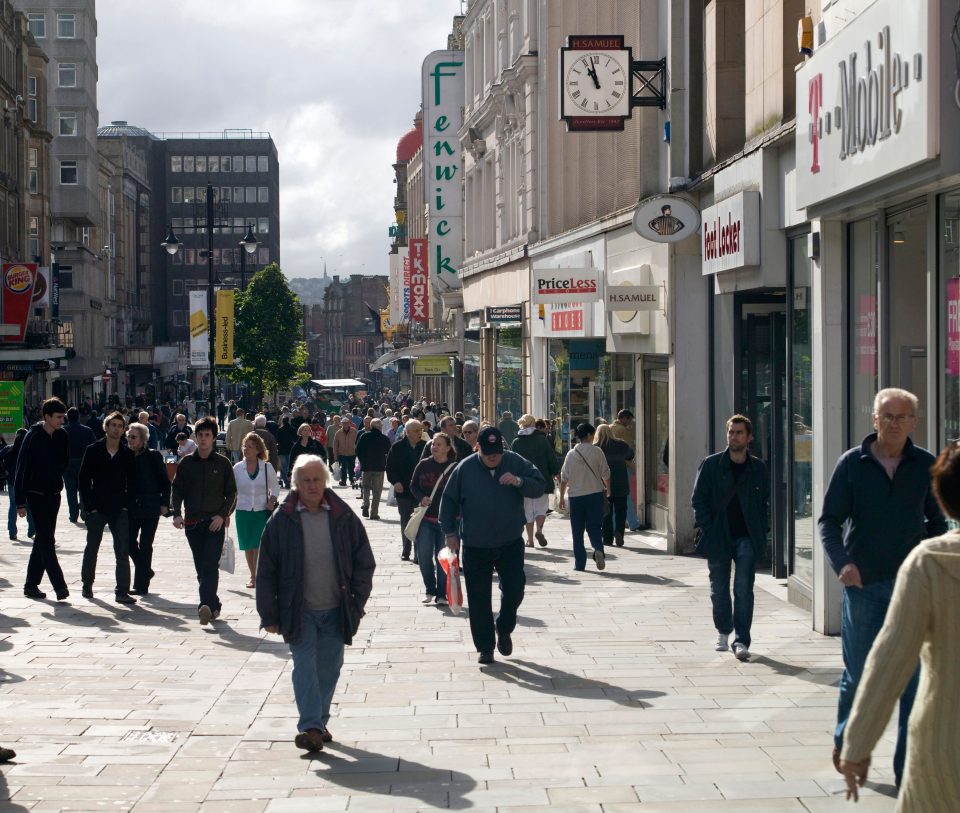 Crowds hit the shops on a typical British high street