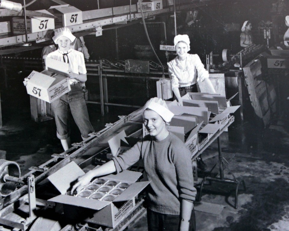  Workers in a factory pack the bottles ready to be shipped out