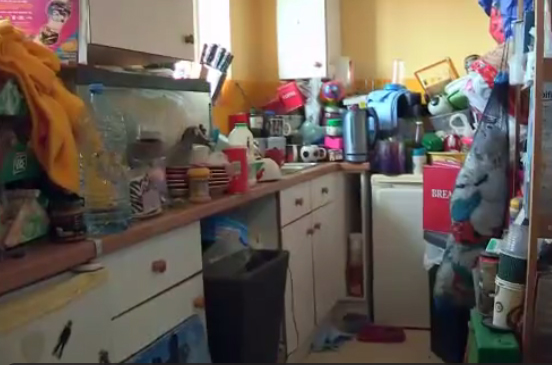 Terry's kitchen is so cluttered he can't use it to prepare food