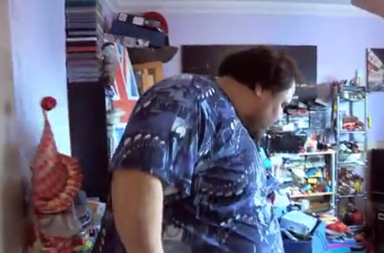 Terry shows cameras around his cluttered house