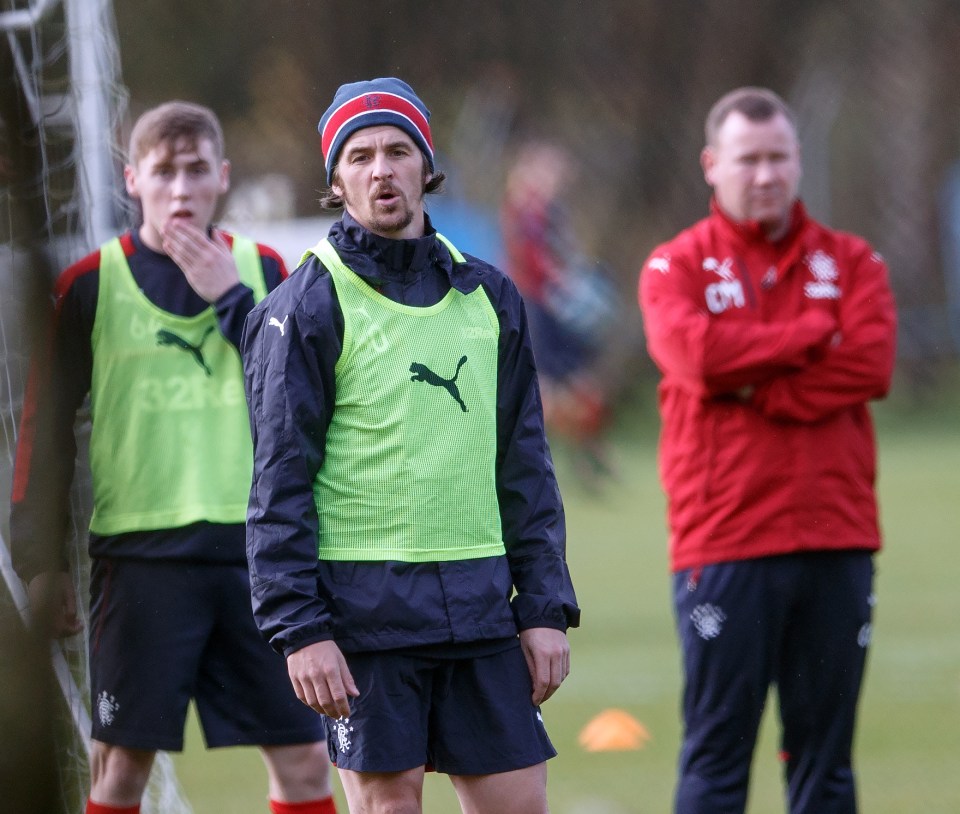 Joey Barton returned to training with Rangers yesterday alongside their youth side