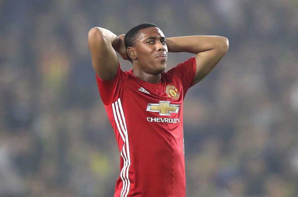  Anthony Martial looks on as United go behind early on