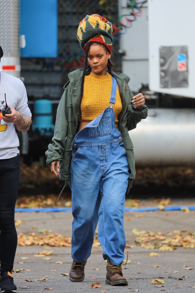  Rihanna sports a Rasta-inspired look on set of Ocean's Eight