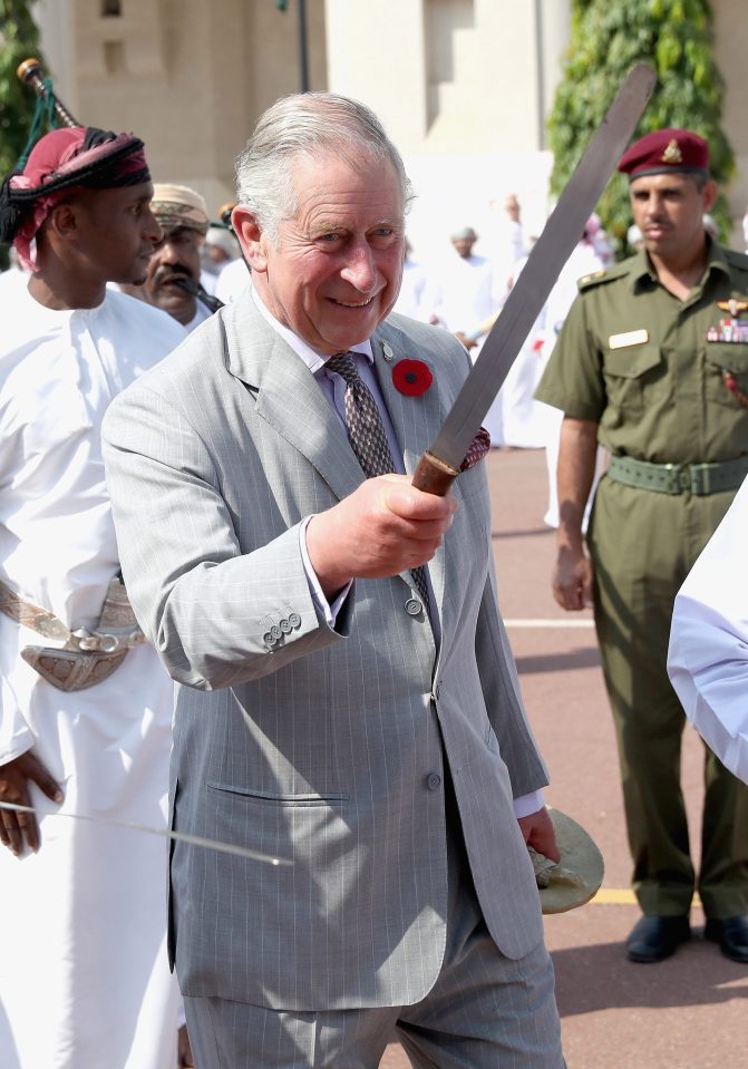 His Royal Highness received an expert lesson with a group of traditional Omani dancers