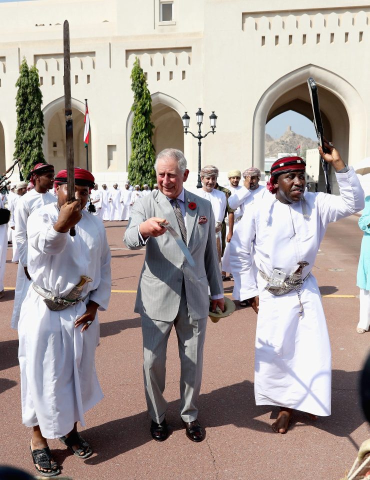 Prince Charles took part in a traditional sword dance in Oman