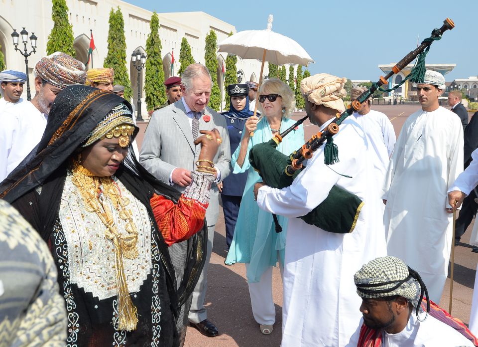 The Prince of Wales and The Duchess of Cornwall attended a cultural welcome at the Ceremonial Boulevard to mark the Royal visit to Oman