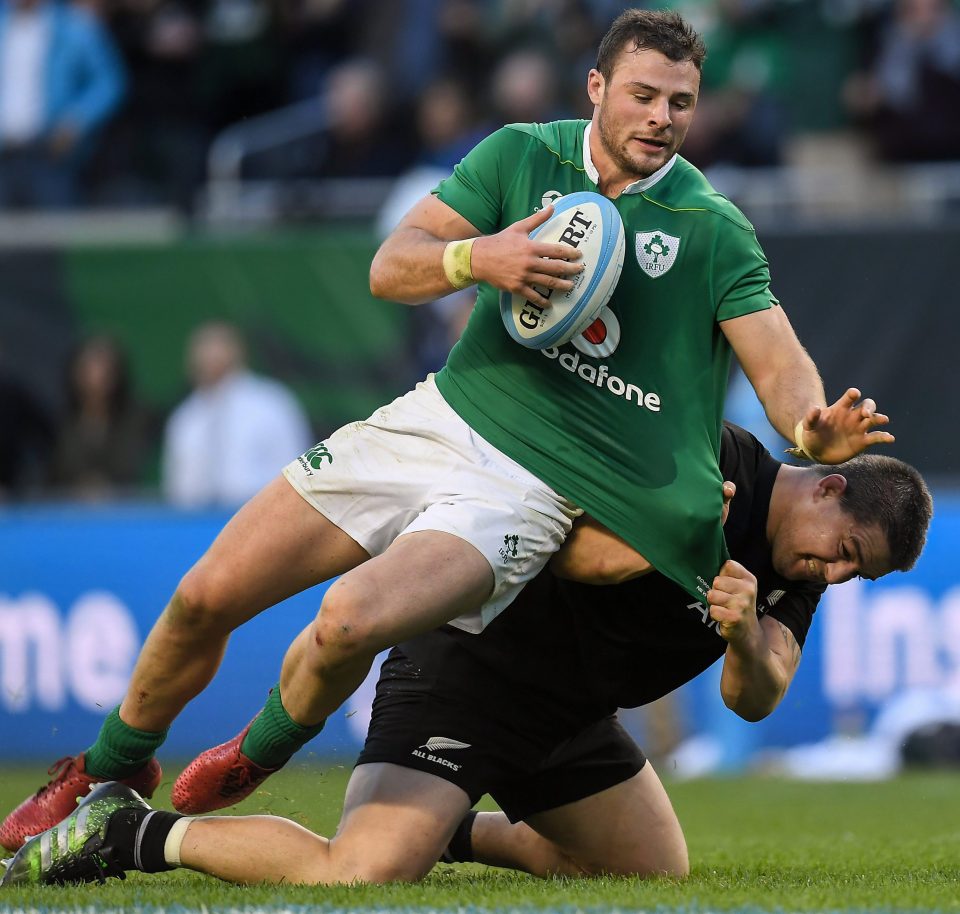  Robbie Henshaw is tackled by Dan Cole...but the Irishman had the last laugh