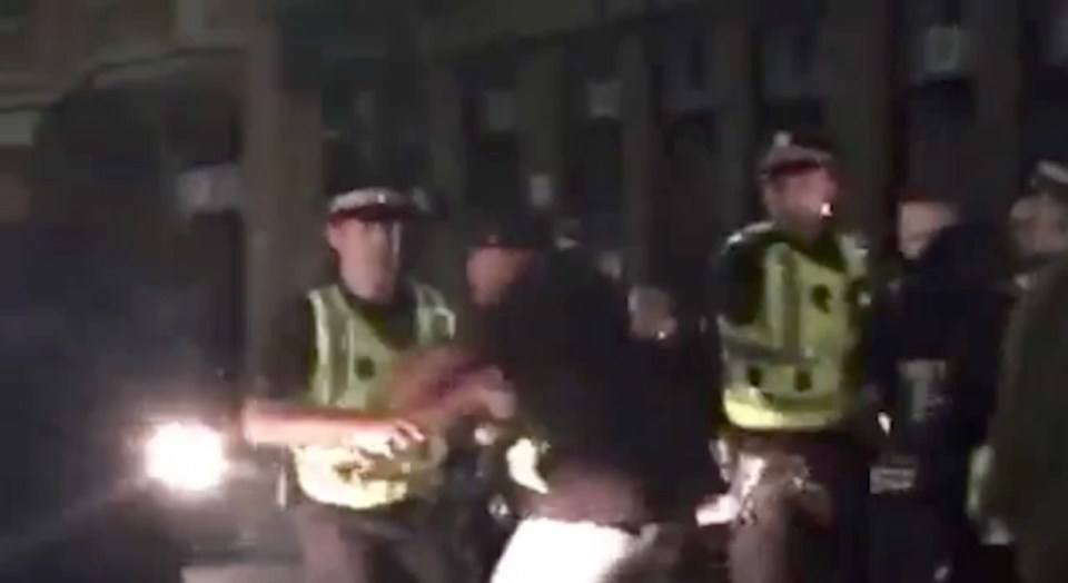 Revellers were filmed brawling in the street following an unofficial Mobo awards afterparty