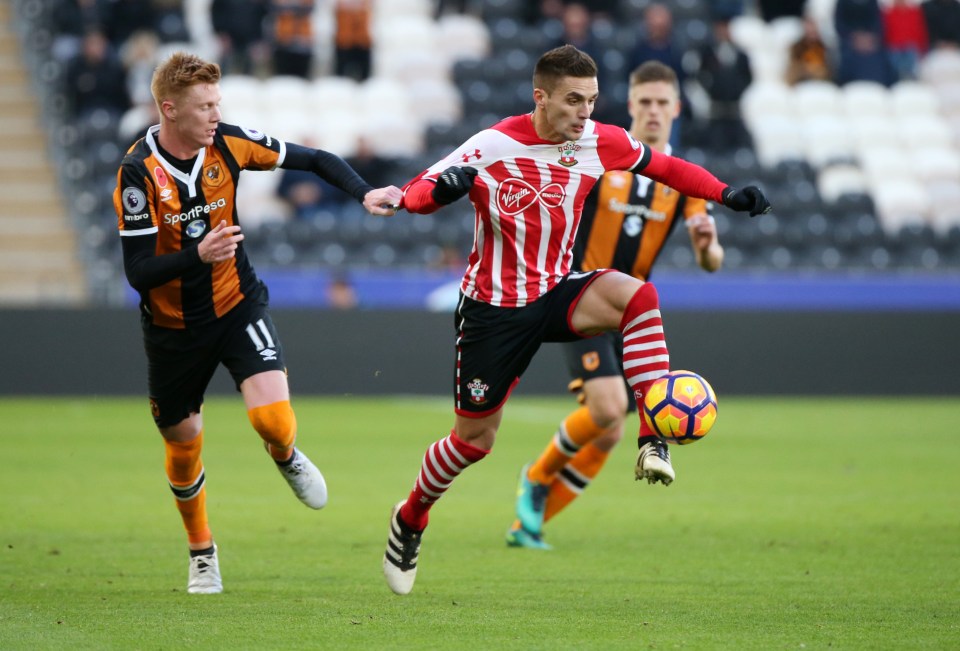  Dusan Tadic was lucky to stay on the field after a foul on Ryan Mason