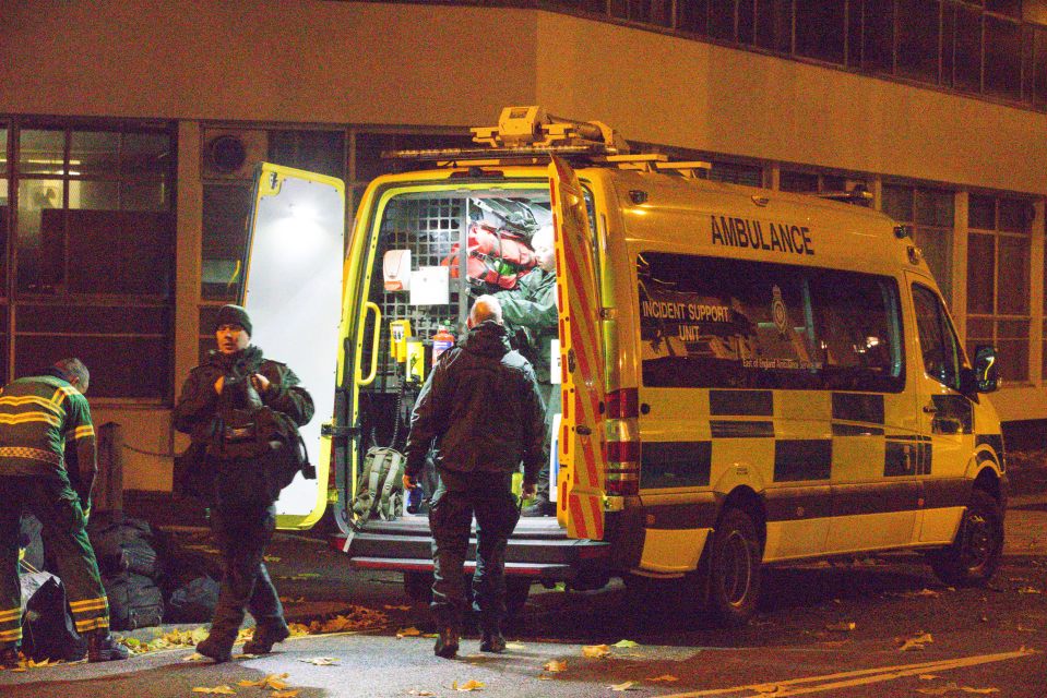 Ambulances and police were at the scene tonight as scores of prisoners rioted at the Category B unit