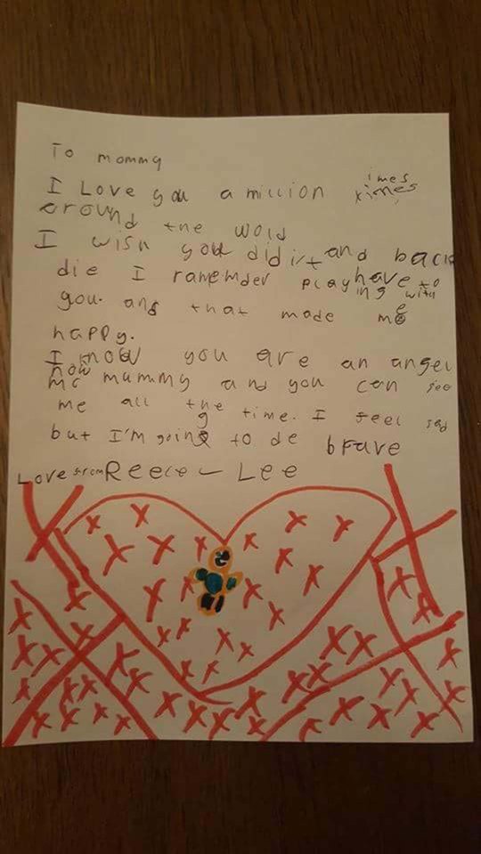  The heartwrenching letter penned by Ellia's son Reece