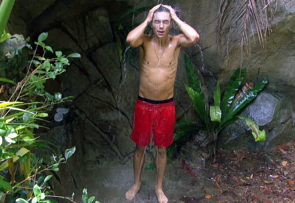 George Shelley showed off his physique in the jungle