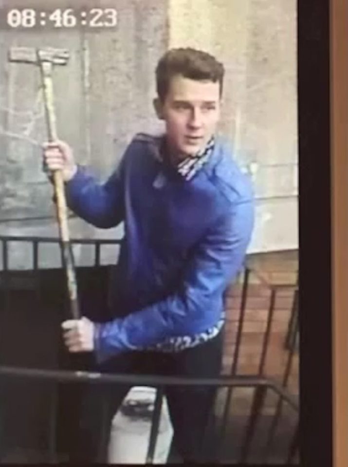 A clear picture of the thug who smashed up the railway station yard