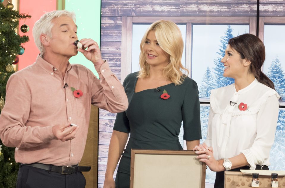  Holly Willoughby and Phillip Schofield necked back whiskey live on This Morning