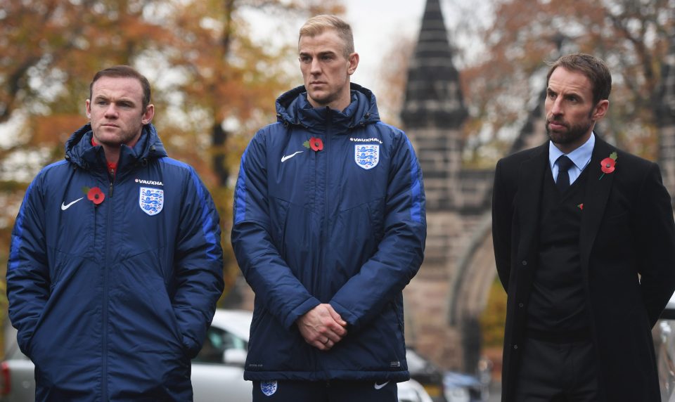 Wayne Rooney, Joe Hart and Gareth Southgate pay their respects