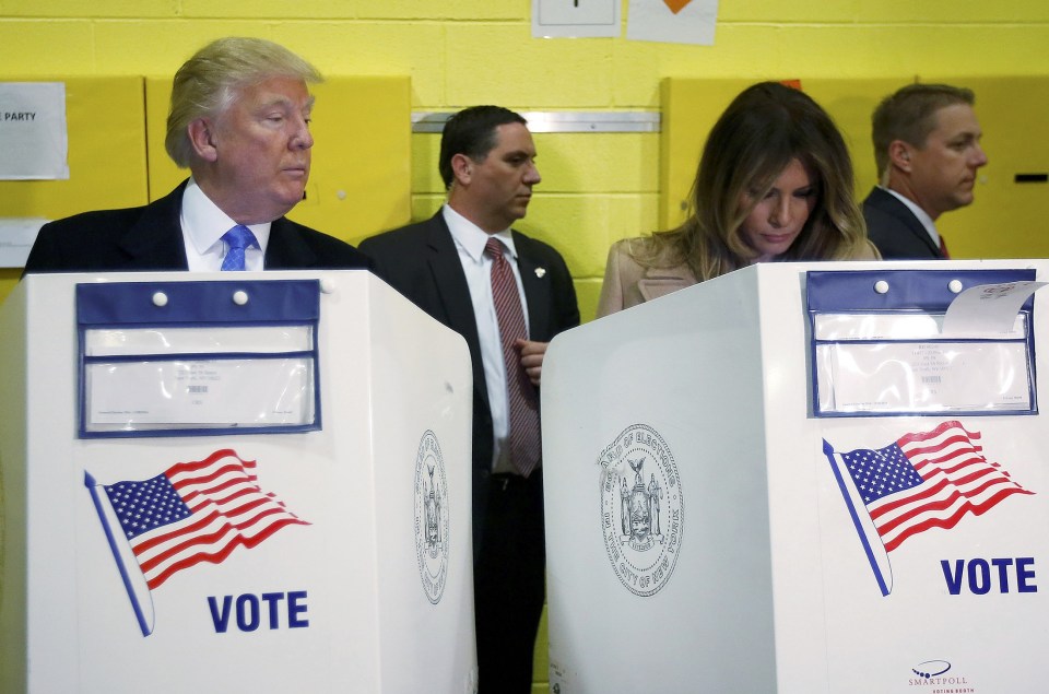  She was discussing this picture of the Republican nominee in casting his vote where he looked over at Melania