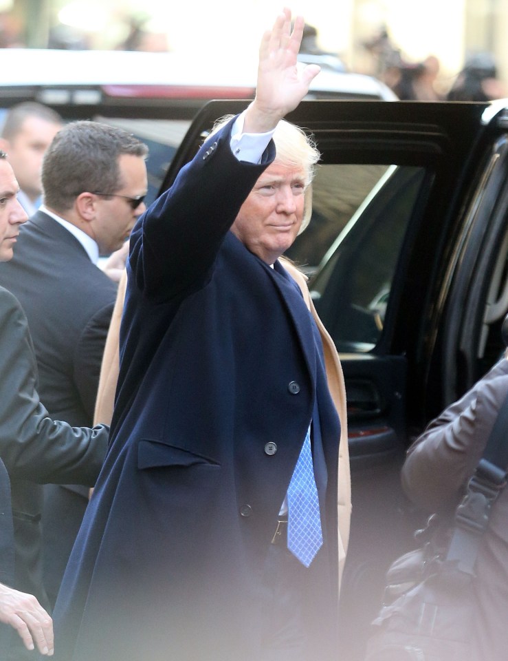  Election Day ... US presidential candidate Donald Trump leaves a polling station after casting his vote in New York City