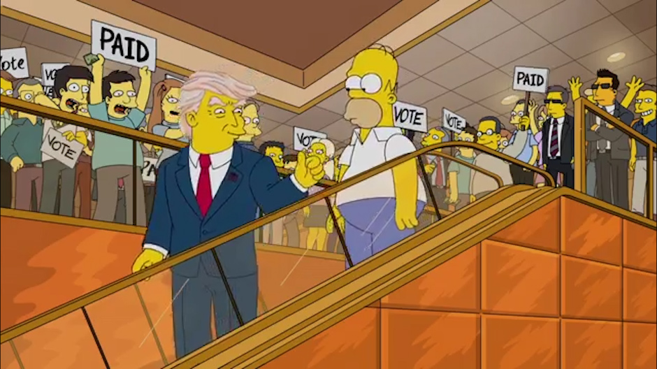  Trump was seen waving in The Simpsons - just like a real life image