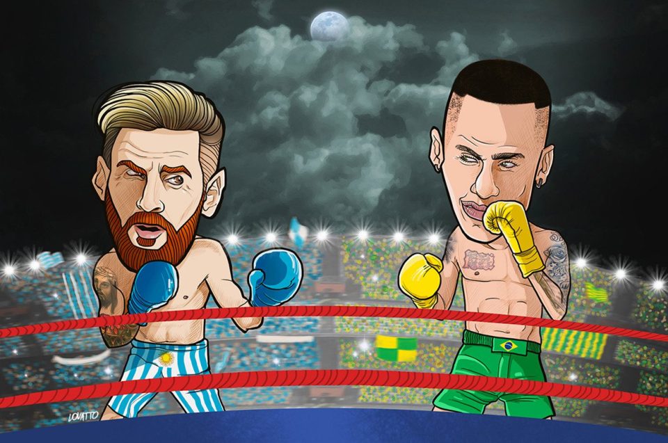 Exclusive illustration by Lovatto of Lionel Messi and Neymar head-to-head