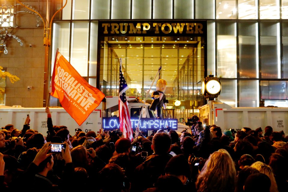  Protesters reach Trump Tower as they march against Donald Trump in the neighbourhood of Manhattan in New York