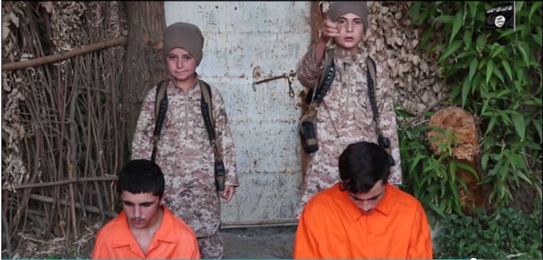  ISIS child executioners shooting jumpsuit-clad prisoners