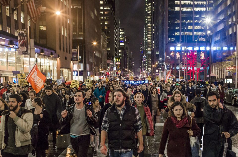  The streets of New York were full of anti-Trump protesters