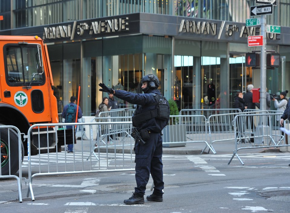 The skyscraper building was protected by anti-terror cops on the ground