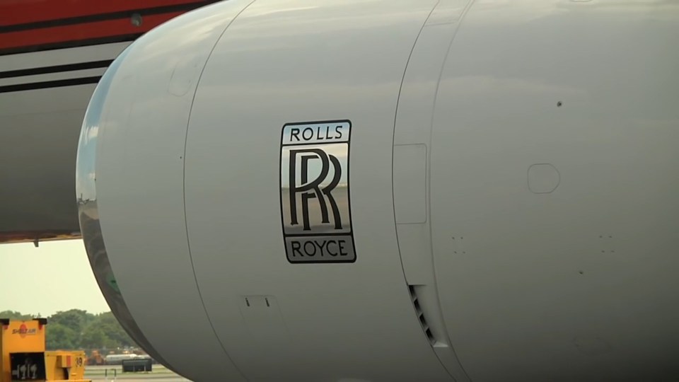  The jet is powered by huge Rolls Royce engines