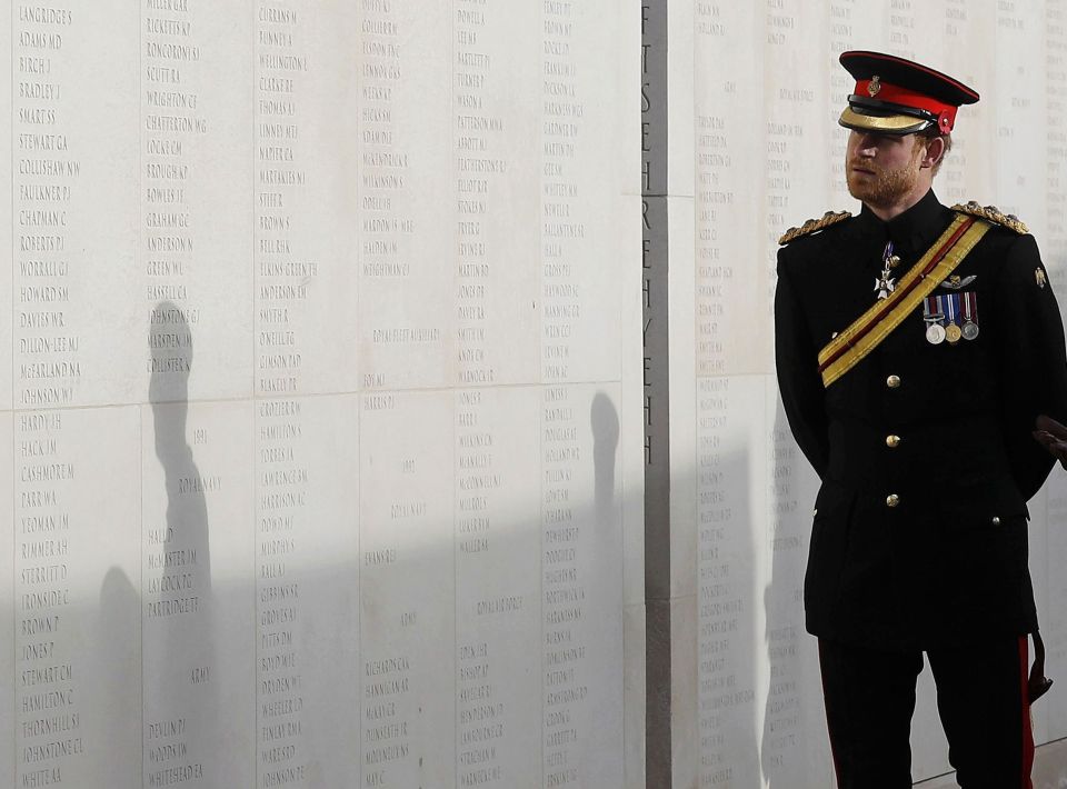  Harry inspects the names of the fallen at the National Memorial Arboretum