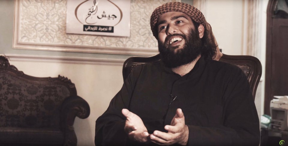 Happy... Abdallah al-Muhaysini a prominent member of the al-Nusrah Front