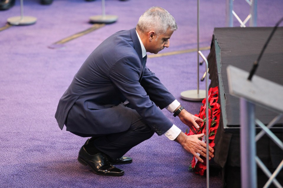  The Mayor Of London Sadiq Khan lays a wreath at City Hall