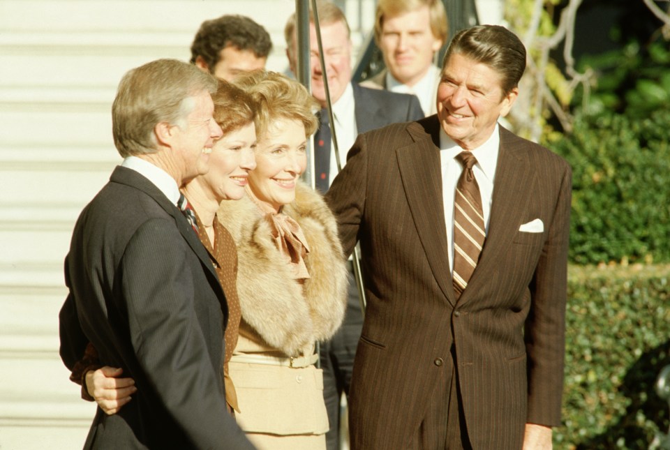  President Jimmy Carter was also pictured welcoming incoming President Ronald Reagan at the White House