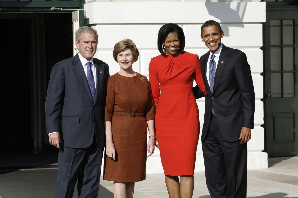  Obamas were welcomed by President and Mrs Bush after the 2008 election