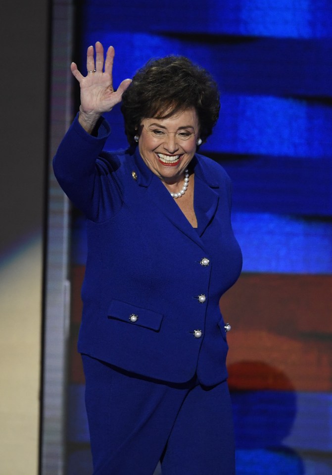  Representative Nita Lowey, a Democrat from New York, waves while arriving on stage during the Democratic National Convention in July